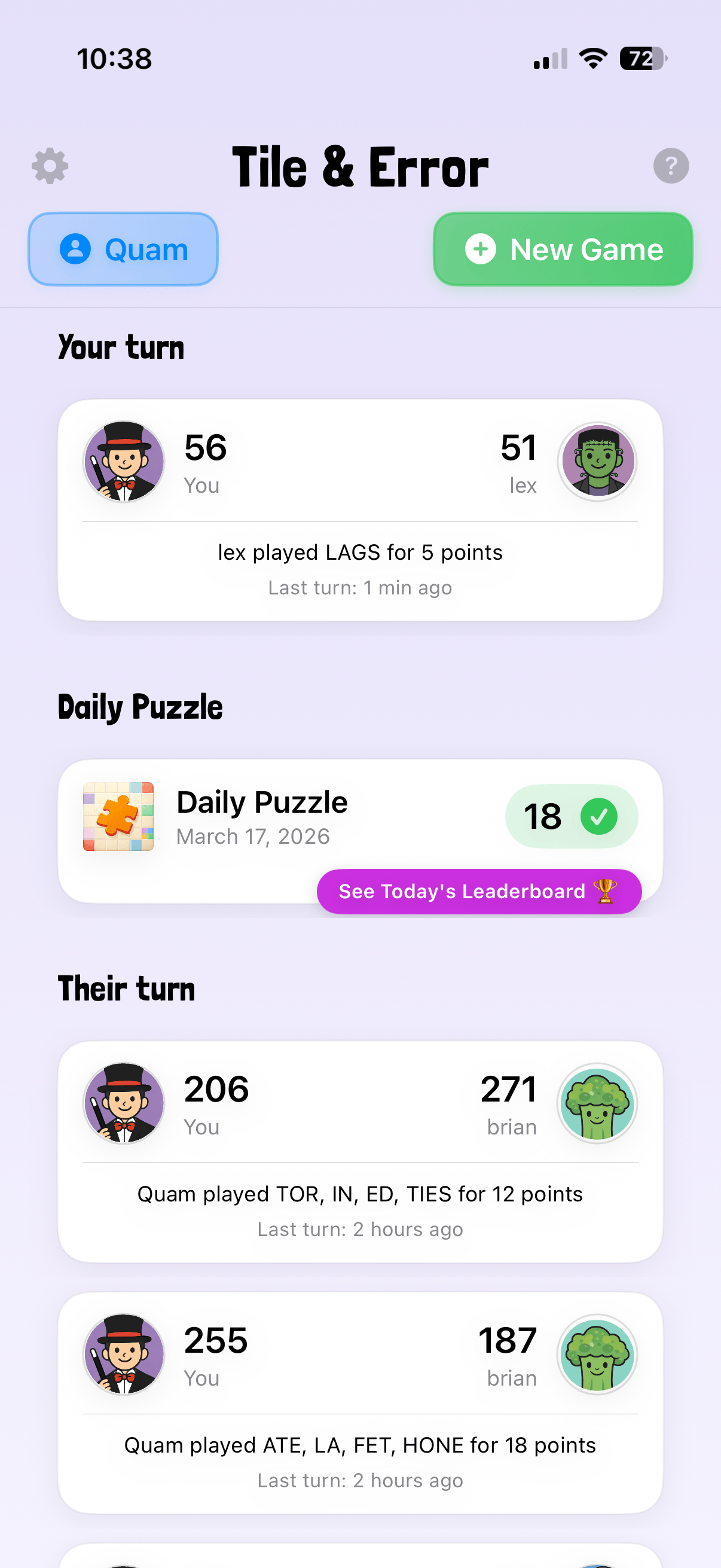Tile & Error game list screenshot